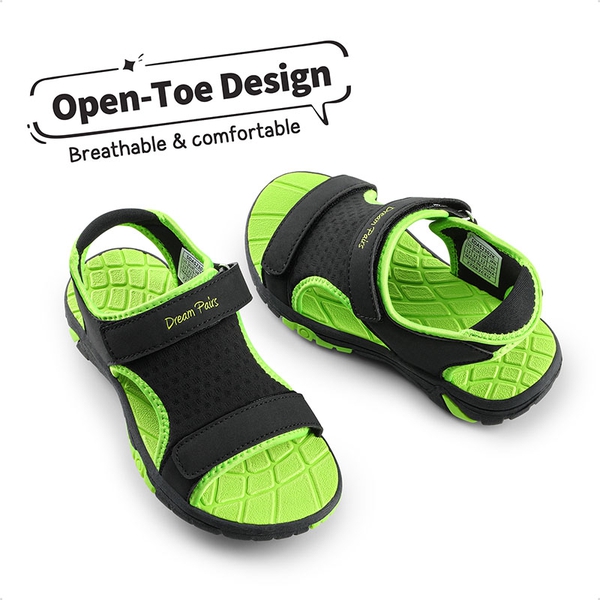Kids Outdoor Quick Dry Sport Sandals - BLACK NEON GREEN - 4